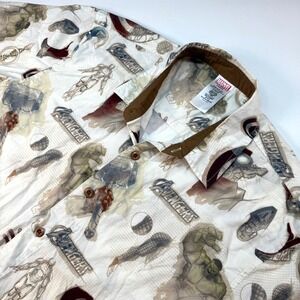 Marvel Avengers Button Up Shirt All Over‎ Print Comic Book Superheroes Mens Sz L